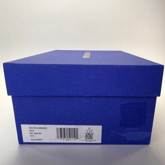 Stuart Weitzman EVA 50 Slingback Heels Sz 6.5 Silver Metallic Kitten Pointed Toe - Picture 14 of 14